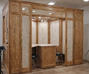 Finishing booth for applying stains and protective coatings